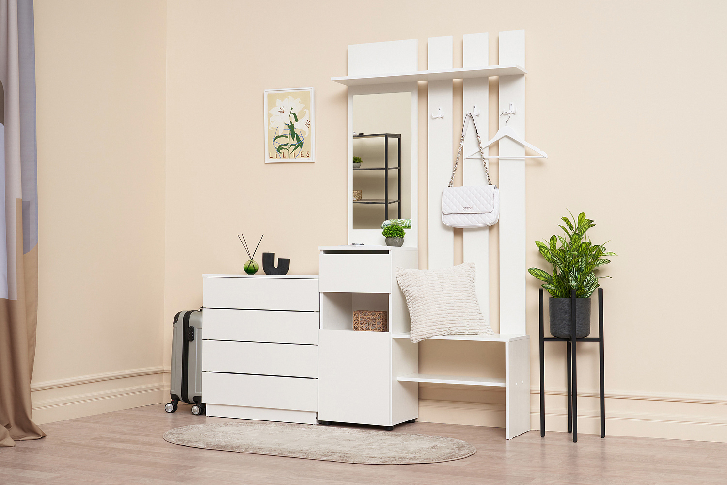 Прихожая Грейс белый текстурный