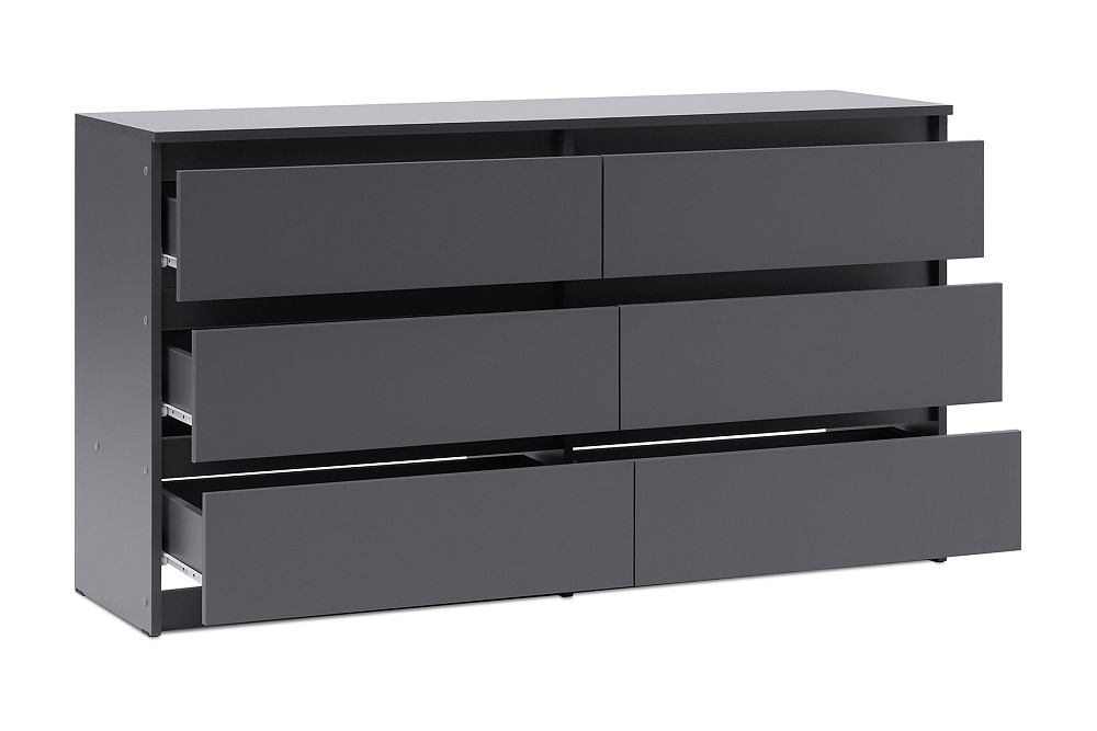 Комод с 6-ю ящиками Эккервуд графит серый