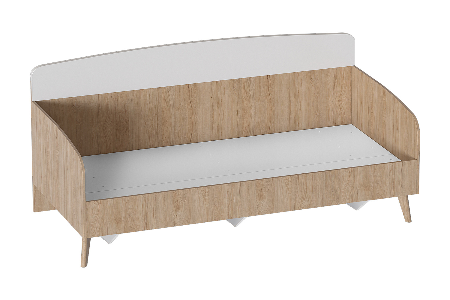 Кровать Калгари 0.9 м дуб натуральный светлый / белый матовый