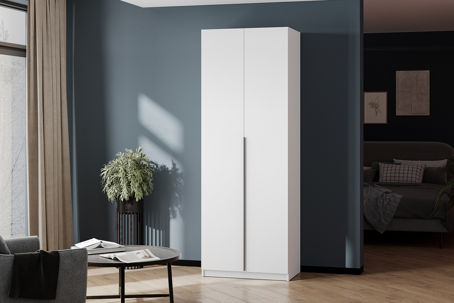 Шкаф 2-х створчатый Тивина белый текстурный