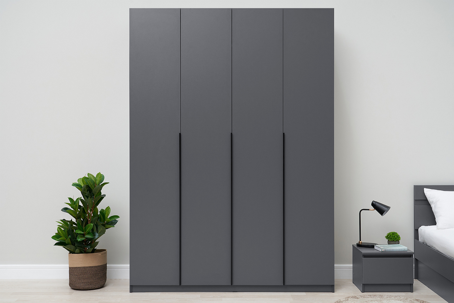Шкаф 4-х створчатый Тивина графит серый