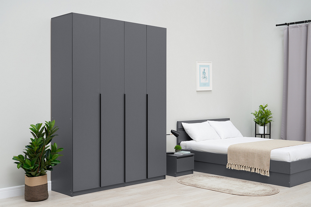 Шкаф 4-х створчатый Тивина графит серый