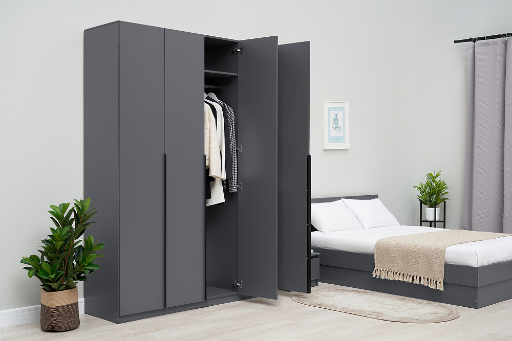 Шкаф 4-х створчатый Тивина графит серый