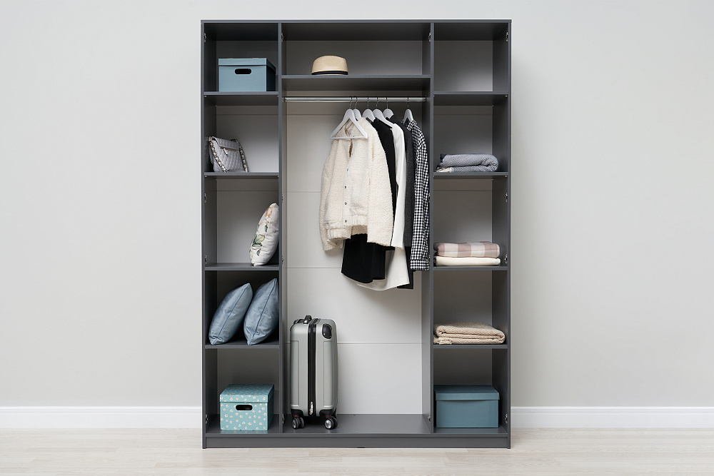 Шкаф 4-х створчатый Тивина графит серый