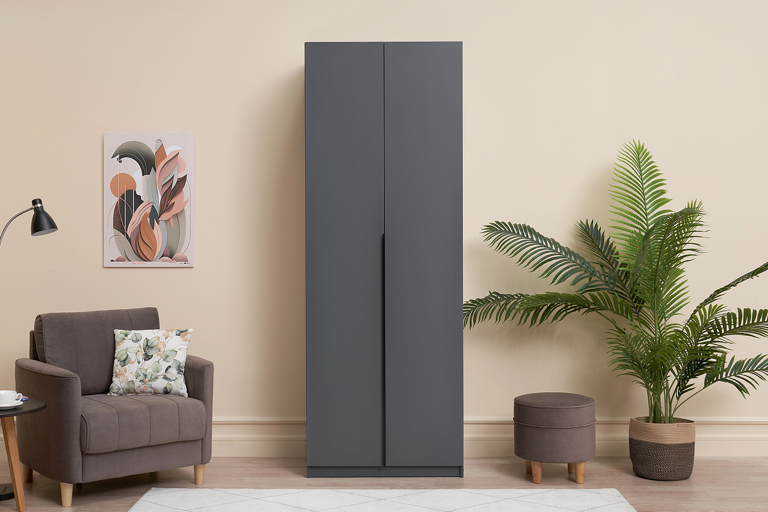 Шкаф 2-х створчатый Тивина графит серый