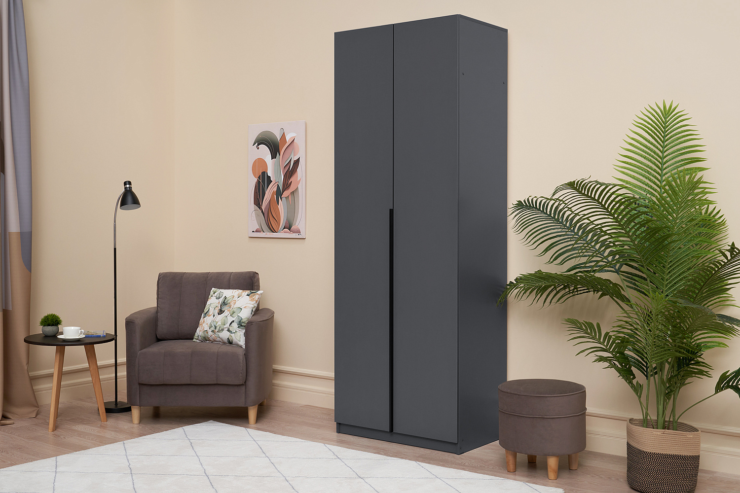 Шкаф 2-х створчатый Тивина графит серый