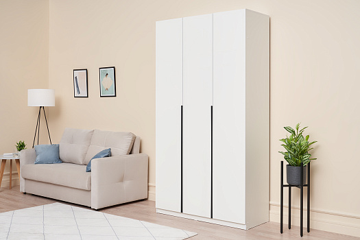 Шкаф 3-х створчатый Тивина белый текстурный