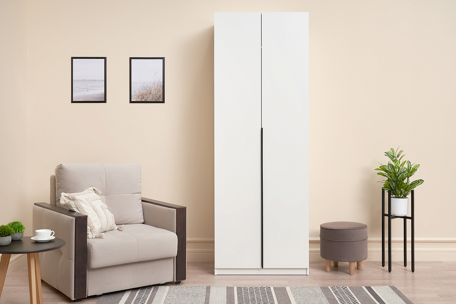 Шкаф 2-х створчатый Тивина белый текстурный