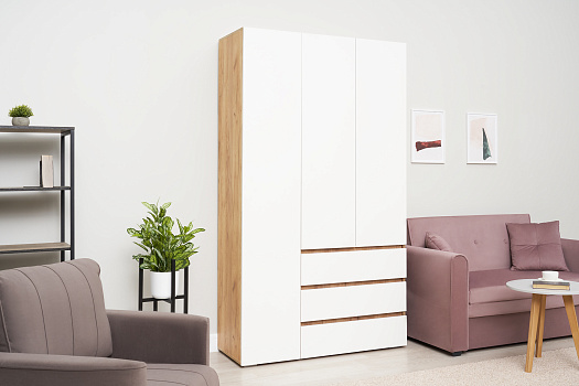 Шкаф 3-х створчатый Ирма дуб крафт золото / белый