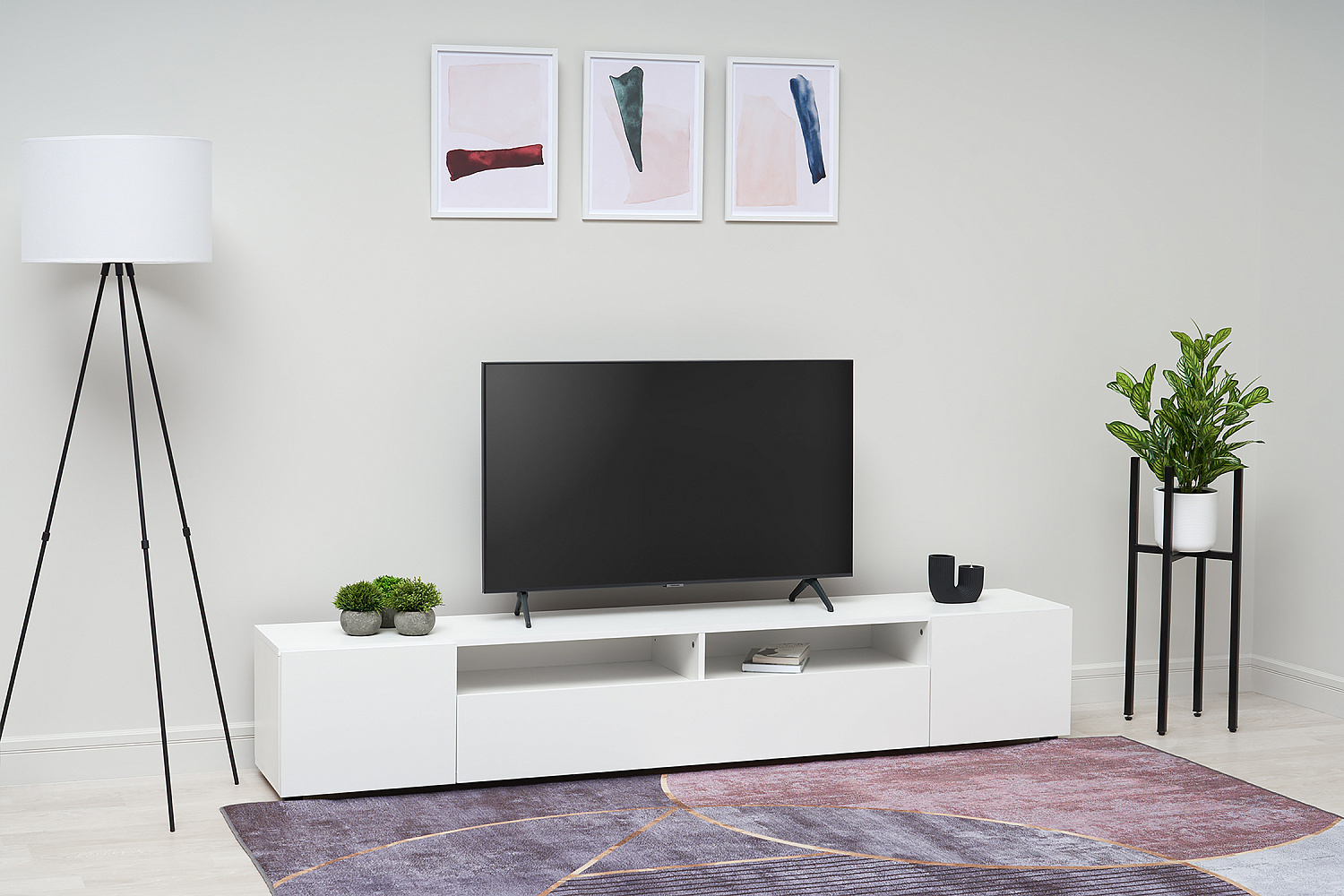 Тумба для ТВ Грейс белая текстурная