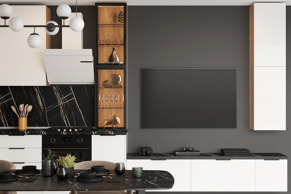 Модульная гостиная Yourhouse дуб крафт золотой / белый глянец