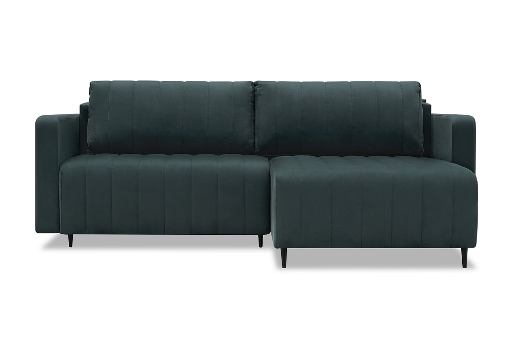 Диван угловой пантограф Флорент велюр серо-синий