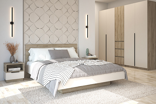 Кровать Бохо КР-001 дуб крафт серый / кашемир