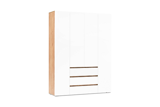 Шкаф 4-х створчатый с ящиками Ирма дуб крафт золото / белый