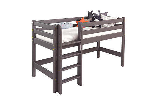 Кровать-чердак низкая Соня с прямой лестницей лаванда