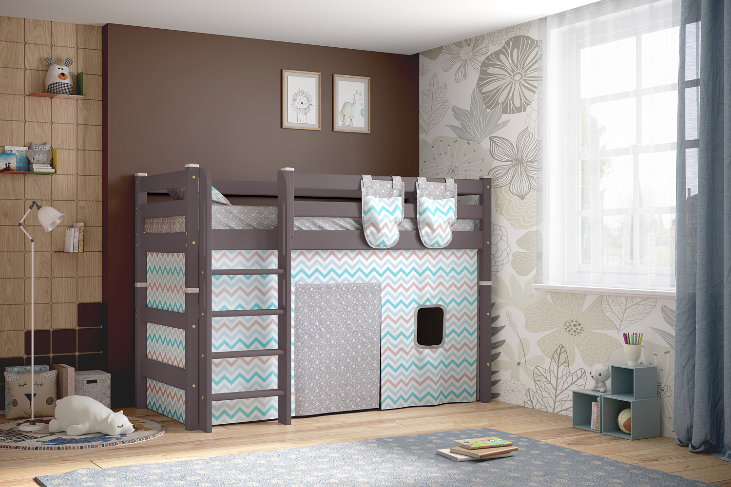 Кровать-чердак Соня лаванда