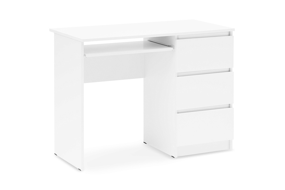Стол письменный Челси 3 ящика белый / белый глянец