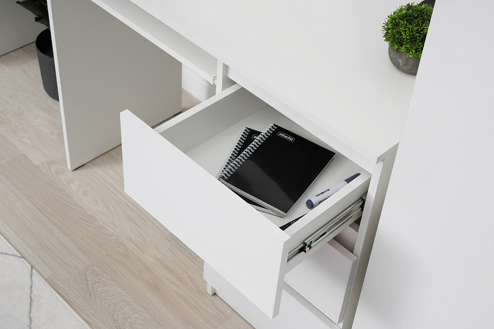 Стол письменный Челси 3 ящика белый / белый глянец