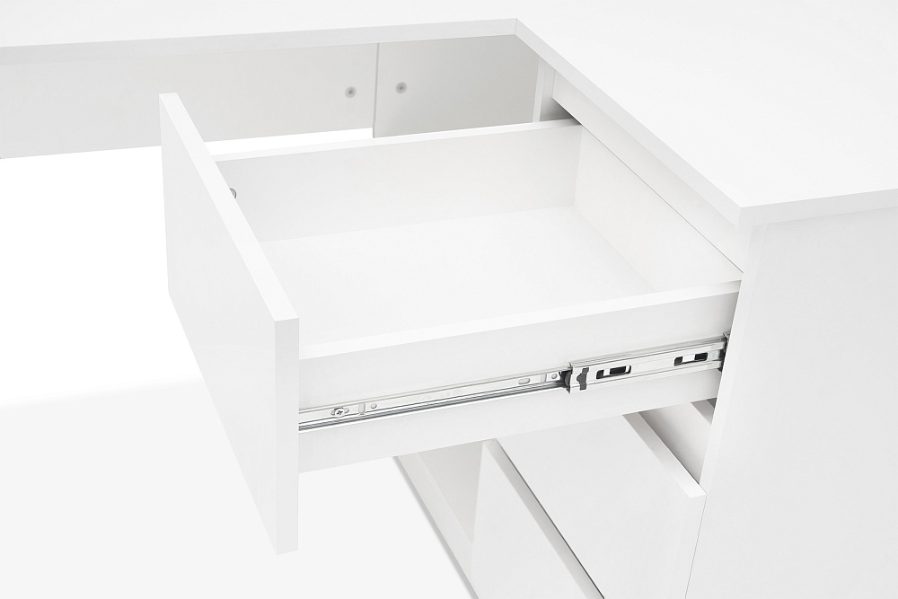 Стол письменный Челси угловой белый / белый глянец