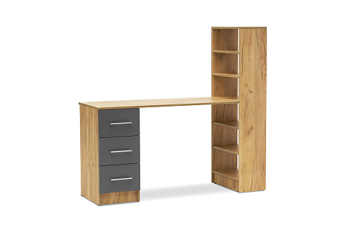 Стол письменный Гранд графит серый / дуб крафт золото