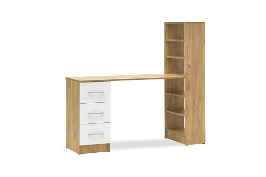 Стол письменный с надстройкой Гранд белый / дуб крафт золото