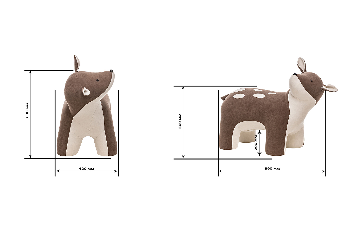 Пуф Leset Bambi коричневый / бежевый