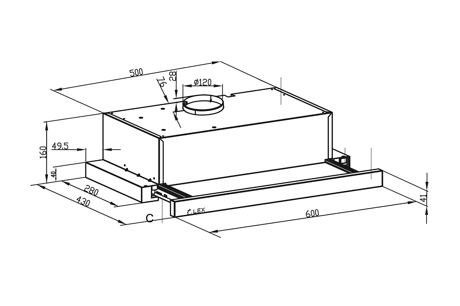 Встраиваемая вытяжка LEX HOGAN G 600 BLACK