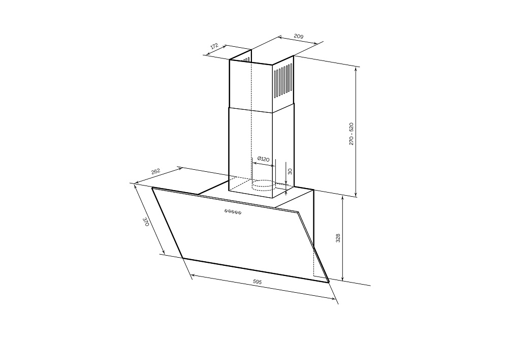 Наклонная вытяжка LEX MOZA 600 BLACK