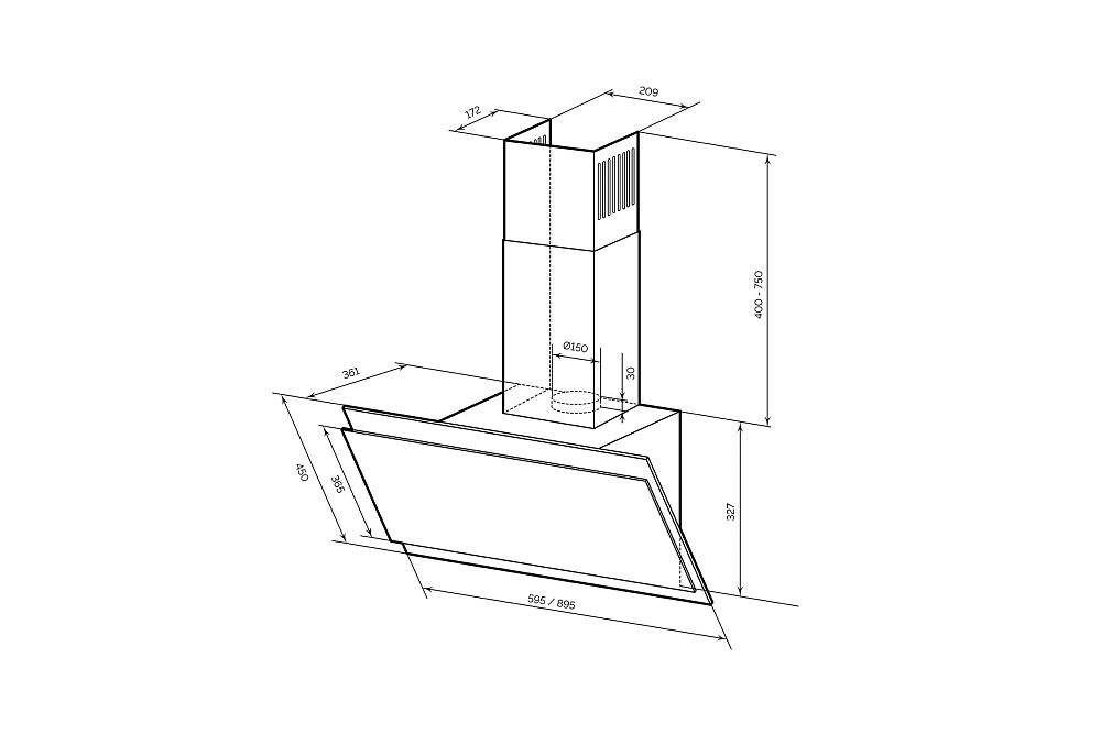 Наклонная вытяжка LEX FURIA 600 BLACK