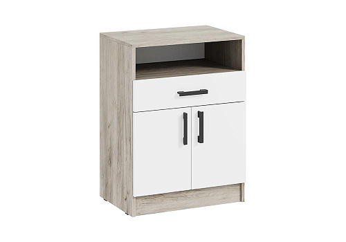 Тумба с ящиком Вега дуб крафт серый / белый