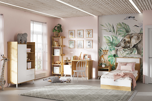 Модульная детская Ирис дуб крафт золото / белый