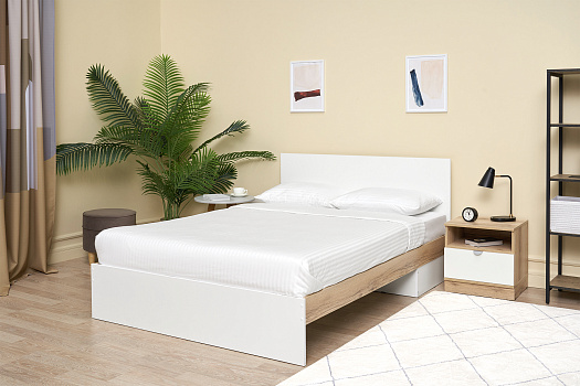 Кровать двуспальная Юкки белая / дуб делано