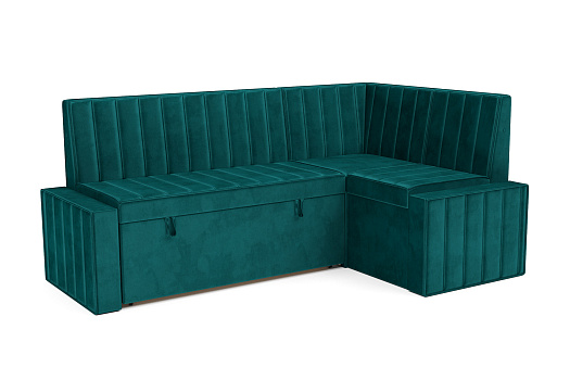 Кухонный угловой диван дельфин Вермут изумрудный