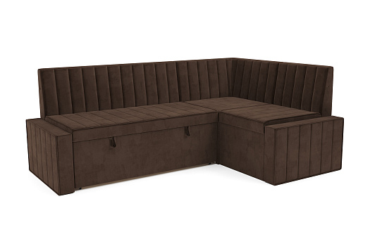Кухонный угловой диван дельфин Вермут велюр коричневый