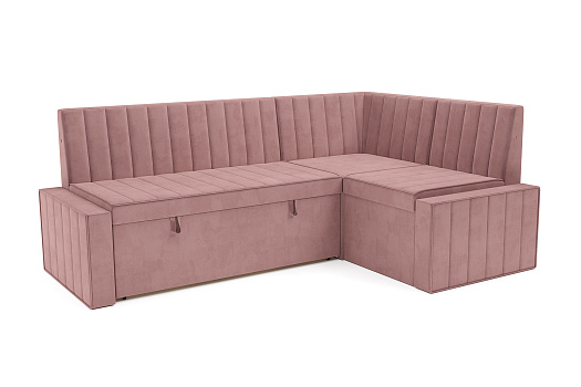 Кухонный угловой диван дельфин Вермут велюр розовый