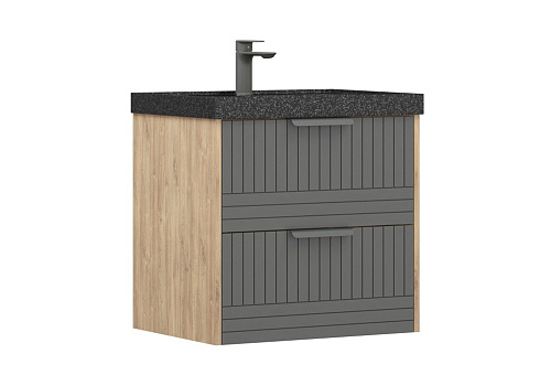 Тумба навесная Инди 60 дуб канзас / графит