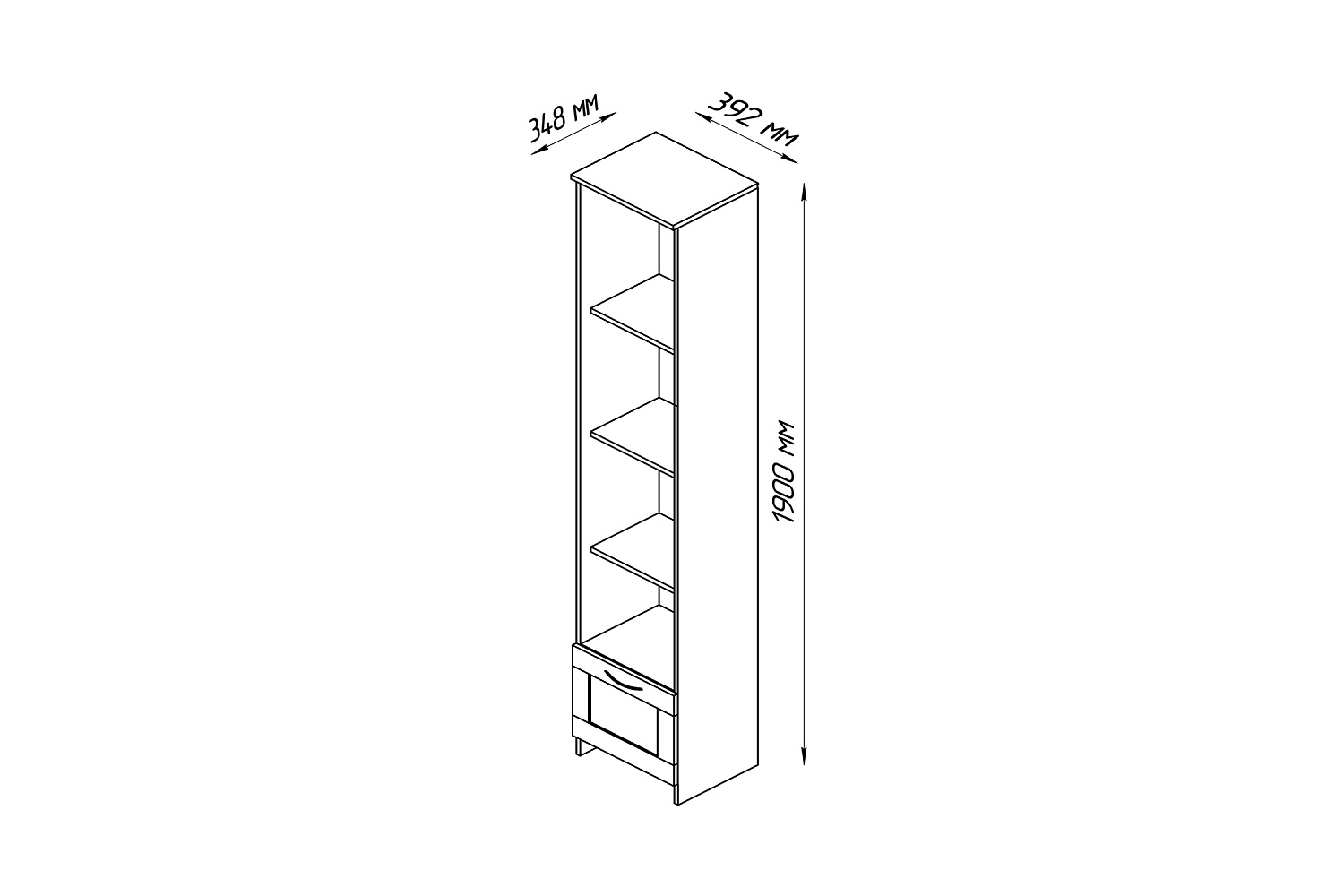 Стеллаж Сириус дуб сонома с одним ящиком