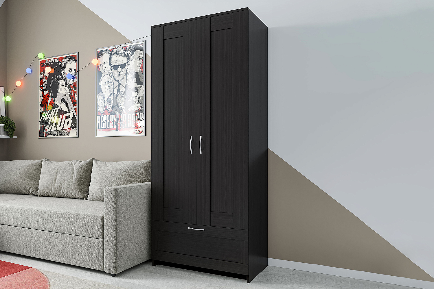 Шкаф двухдверный Сириус с 1 ящиком дуб венге