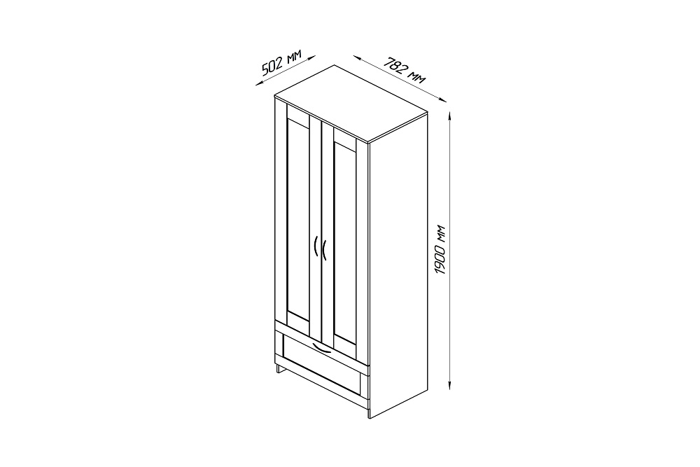 Шкаф двухстворчатый  Сириус венге с одним ящиком