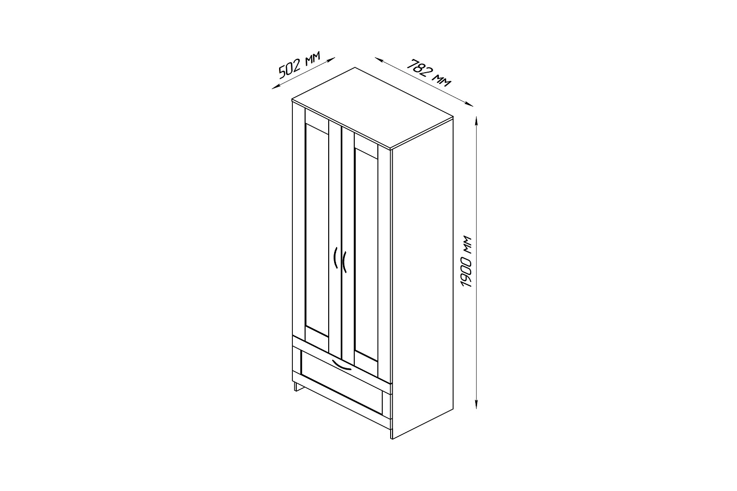 Шкаф двухстворчатый Сириус дуб сонома с одним ящиком