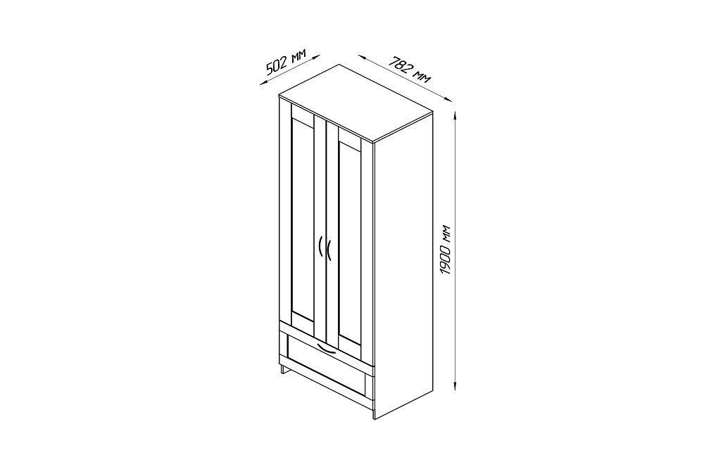 Шкаф двухстворчатый Сириус дуб сонома с одним ящиком