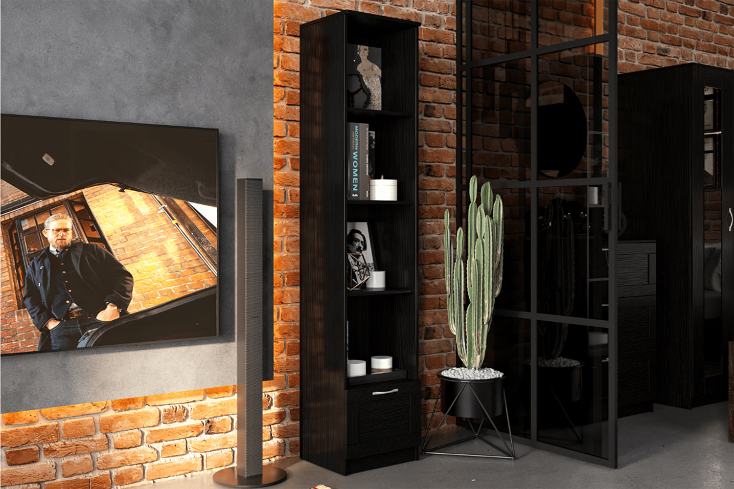 Стеллаж Сириус венге с одним ящиком