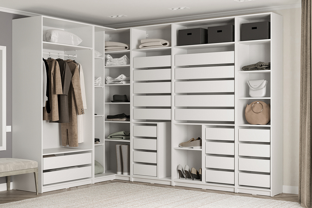 Гардеробная угловая Макс №1.0 белая