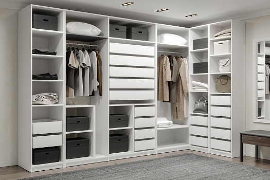 Гардеробная угловая Макс №2.0 белая