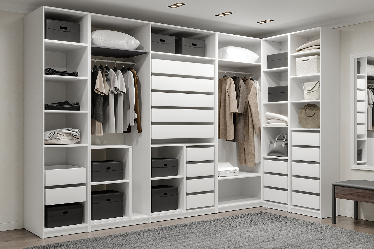 Гардеробная угловая Макс №2.0 белая