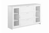 Комод с дверцами Сириус со стеклом и 3 ящиками белый