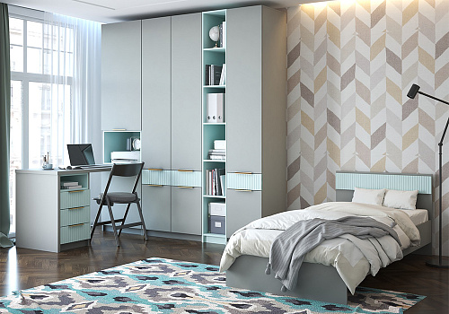 Модульная детская Джерси шиншилла серая / кенди / матовая скай