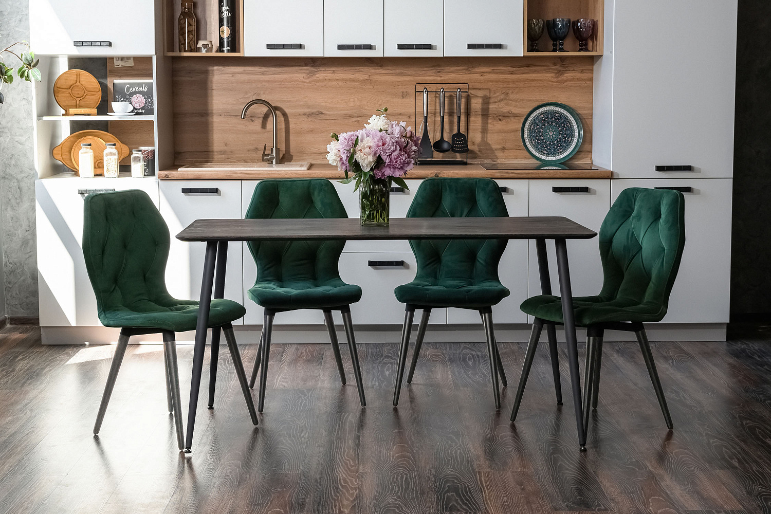 Стол обеденный Венако рустик графит / серый