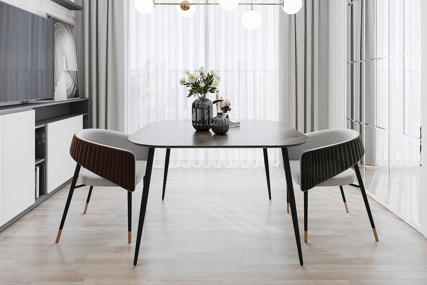 Стол обеденный Венсе рустик графит / черный