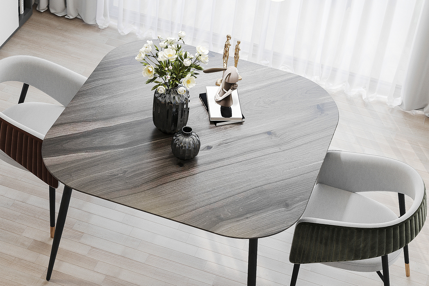 Стол обеденный Венсе рустик графит / черный